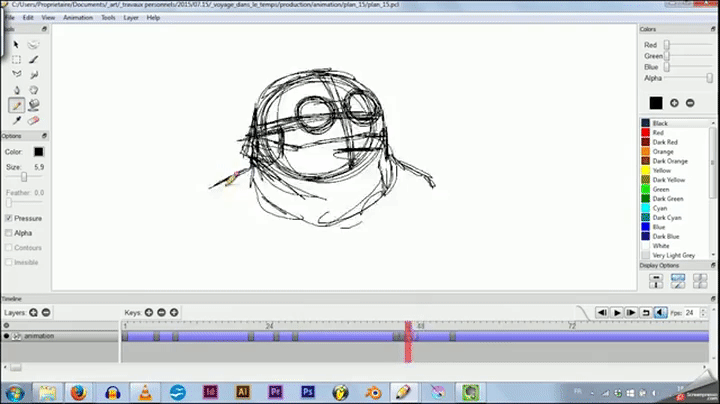Een GIF van een animatie in Pencil2D